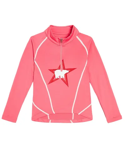 Perfect Moment Kids' Polar Printed Fleece Half-zip Top In Pink