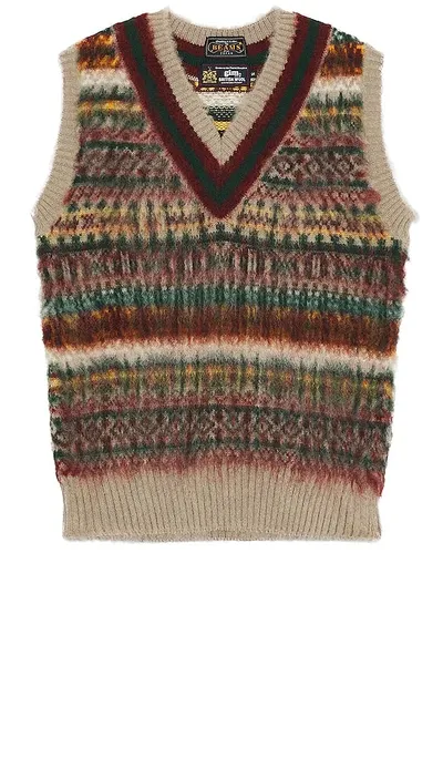 Beams X Gim Cricket Fair-isle Vest In Neutrals