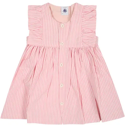 Petit Bateau Pink Dress For Baby Girl With Stripes