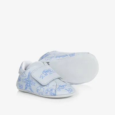 Kenzo Babies'  Kids Pale Blue Leather Pre-walker Shoes