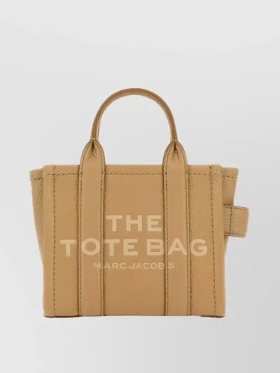 Marc Jacobs Logo Printed Zipped Mini Tote Bag In Beige