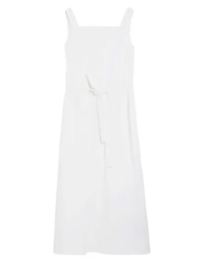 Max Mara Panfilo Sleeveless Cotton Seersucker Midi Dress In Optical White