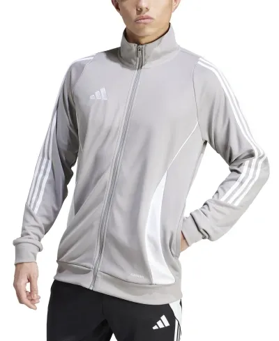 Adidas Originals Men's Tiro 24 Slim-fit Performance 3-stripes Track Jacket In Mid Grey,wht