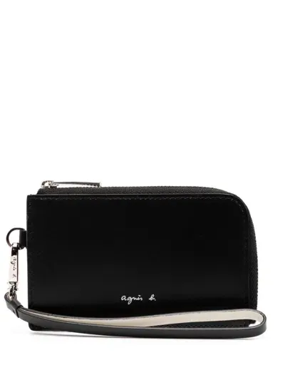 Agnès B. Leather Card Case In Black