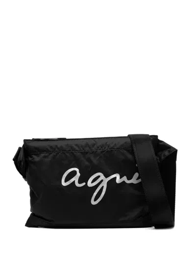 Agnès B. Logo Print Shoulder Bag In Black