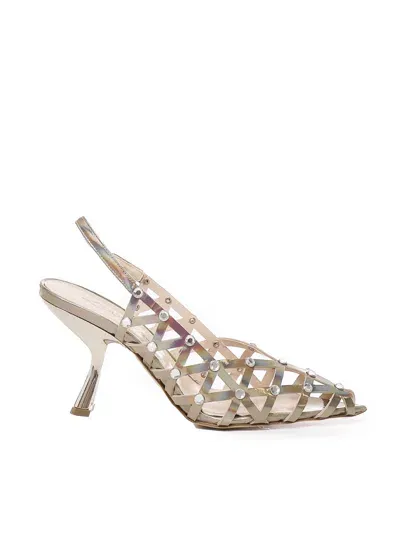 Alchimia Metal Leather Décolleté In Holographic Beige