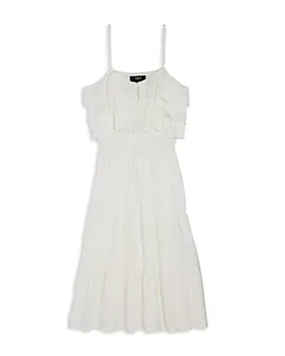 Aqua Girls' Solid White Ruffled Midi Dress, Little Kid, Big Kid - Exclusive