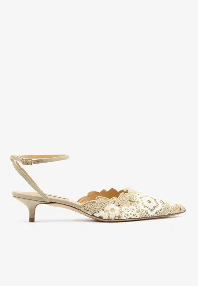 Arteana Amalfi 35 Organic Lace Pumps In Beige