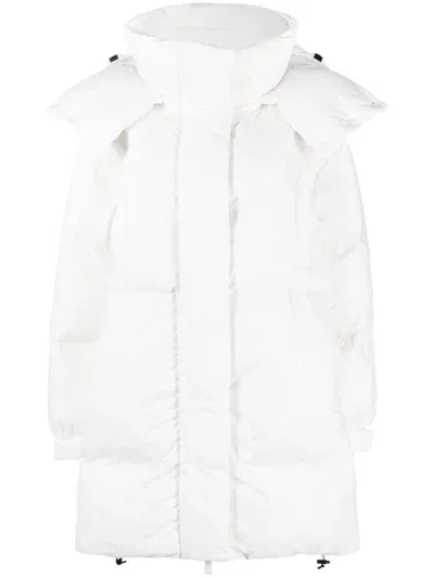 Bacon Detachable-hood Quilted Hooded Coat In White