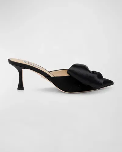 Badgley Mischka Alaya Silk Bow Mule Pumps In Black