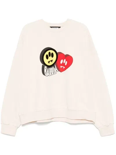 Barrow Printed Crew-neck Sweatshirt In Neutrals