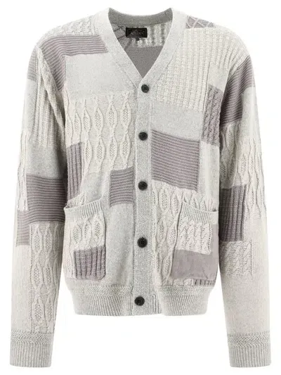 Beams Patchwork Knitwear In Grey