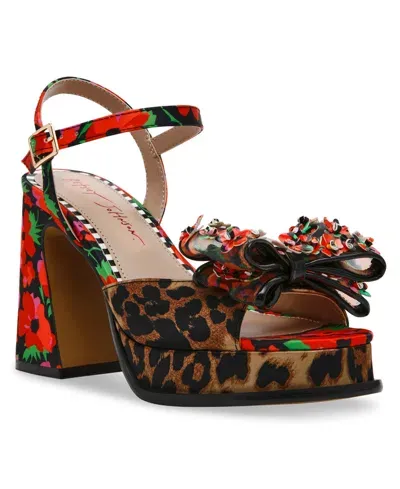 Betsey Johnson Women's Lilie Beaded Platform High Heel Dress Sandals In Leopard Floral Multi