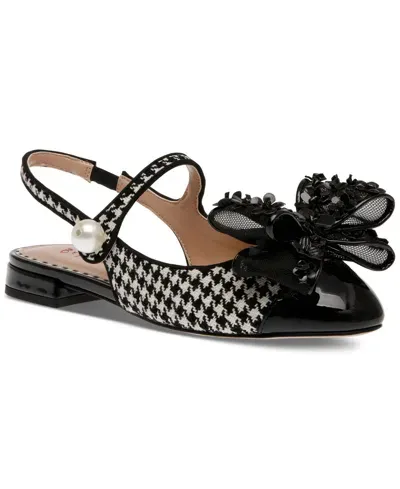 Betsey Johnson Women's Livy Embellished Bow Mary-jane Flats In Houndstooth