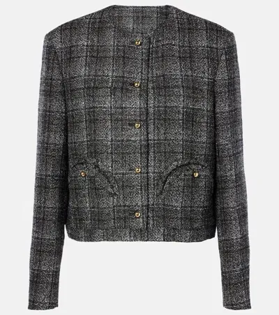 Blazé Milano Lulua Shamo Checked Cropped Wool-blend Jacket In Black