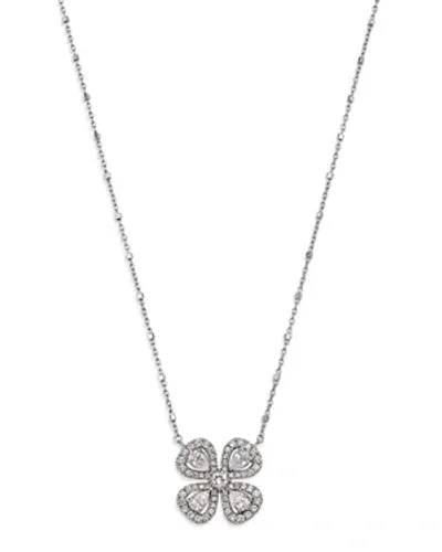 Bloomingdale's Diamond Pear & Round Flower Pendant Necklace In 14k White Gold, 1.25 Ct. T. W.