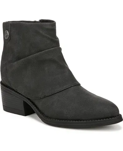 Blowfish Malibu Women's Riley Almond Toe Block Heel Booties In Black Faux Leather- Polyurethane