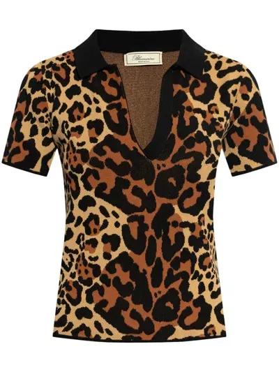 Blumarine Leopard-print Knitted Top In Multicolor