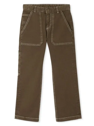 Bonpoint Kids' Gael Straight-leg Cargo Jeans In Green