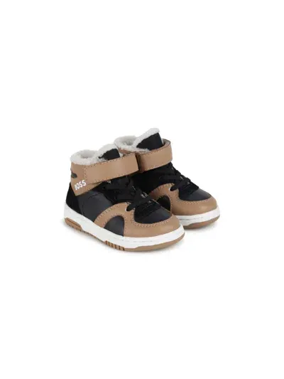 Bosswear Babies' Colour-block High-top Sneakers In Brown