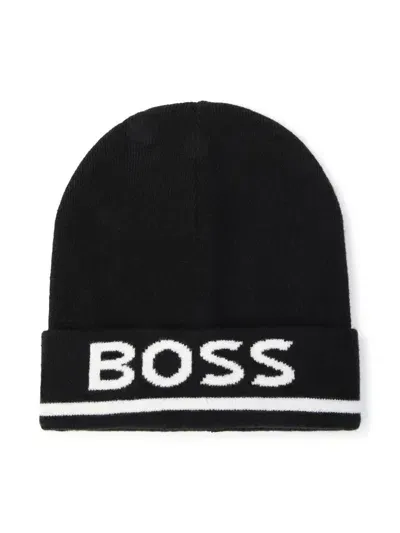 Bosswear Kids' Logo-embroidered Beanie In Black