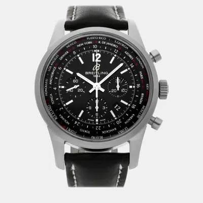 Pre-owned Breitling Black Stainless Steel Transocean Ab0510u6/bc26 Automatic Men's Wristwatch 46 Mm