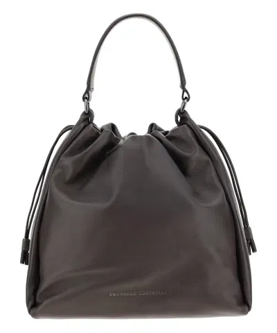 Brunello Cucinelli Leather Top-handle Bag In Brown