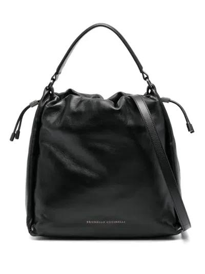 Brunello Cucinelli Logo-debossed Tote Bag In Black