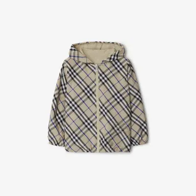 Burberry Kids'  Childrens Reversible Check Cotton Blend Jacket In Lichen