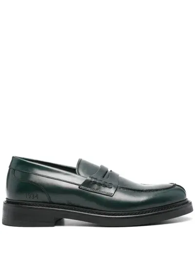 Canali Leather Loafers In Green