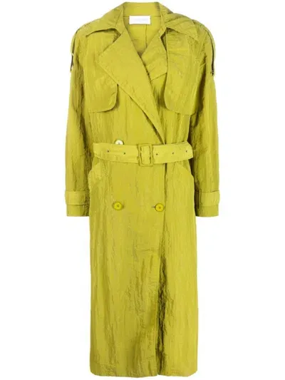 Christian Wijnants Jushu Belted Midi Trench Coat In Green