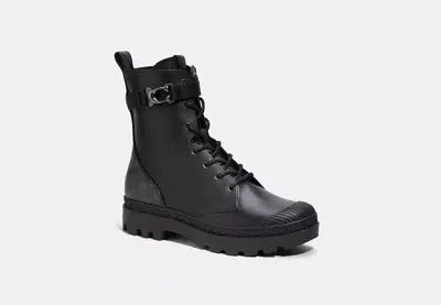 Coach Outlet Tucker Boot With Signature Canvas In Black