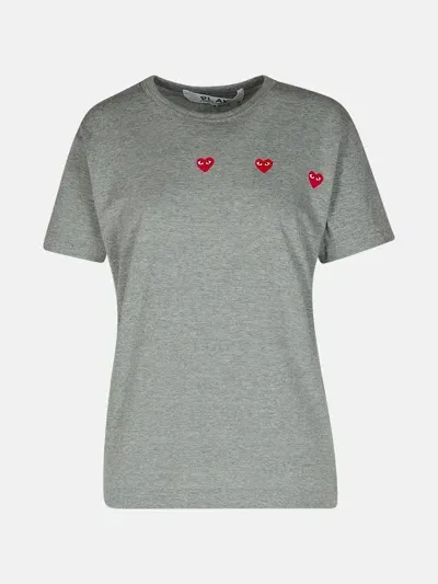 Comme Des Garçons Play Kids' Gray Cotton T-shirt In Grey