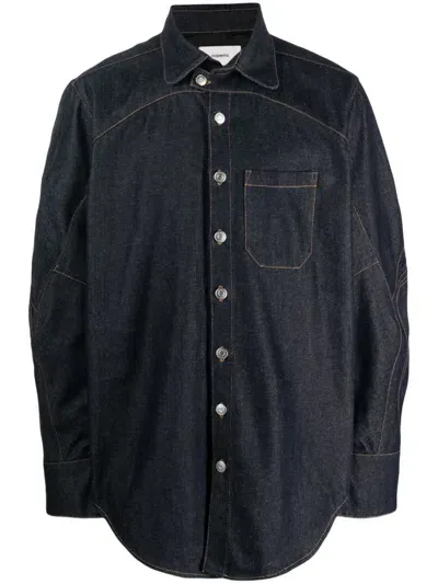 Coperni Drop-shoulder Denim Shirt In Blue