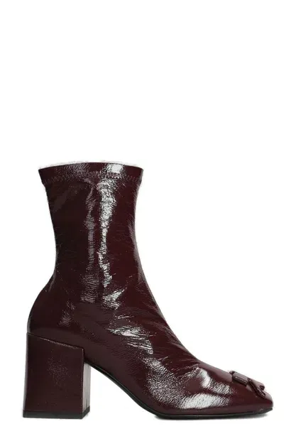 Courrèges Zip Detailed Square Toe Ankle Boots In Red