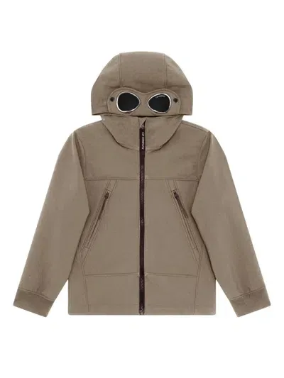 C.p. Company Kids' Hooded Bomber Jacket In Brown