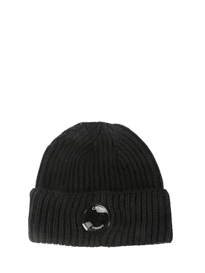 C.p. Company Lens Detailed Turn-up Hem Beanie In Blu