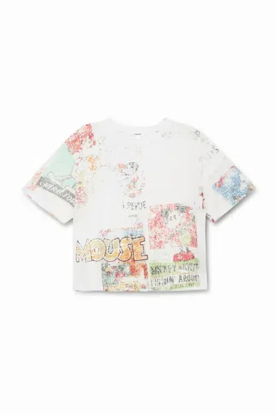 Desigual Kids' 100% Cotton Mickey Mouse T-shirt In White