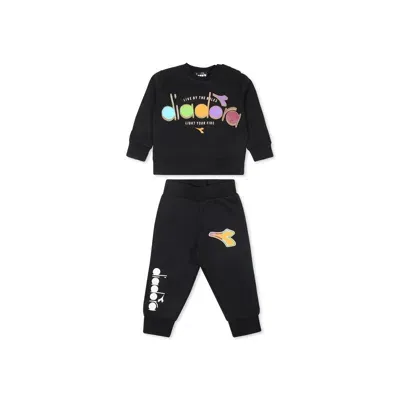 Diadora Black Suit For Baby Boy With Smiley