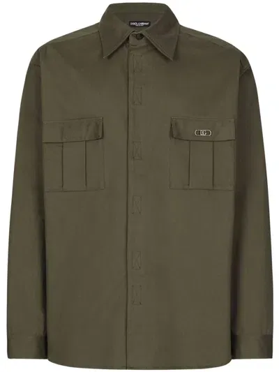 Dolce & Gabbana Flap Pocket Shirt In Green