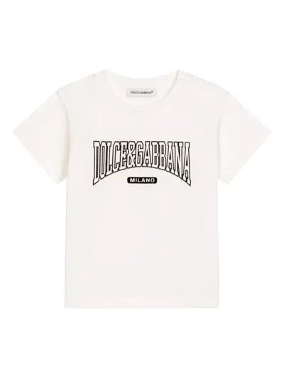 Dolce & Gabbana Babies' Flocked-logo T-shirt In White