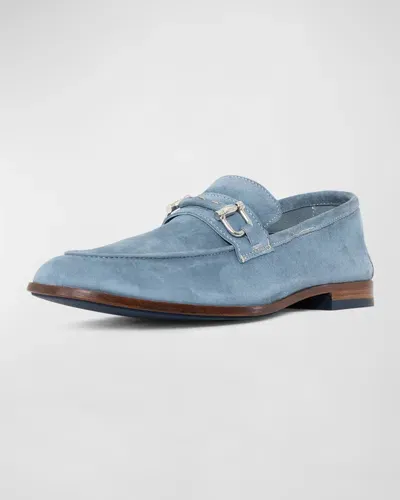 Donald J Pliner Men's Suede Metal Bit Loafers In Denim