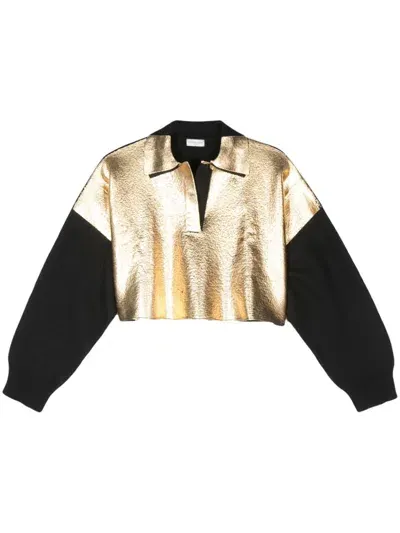 Pre-owned Dries Van Noten Two-tone Cropped Sweatshirt In Black