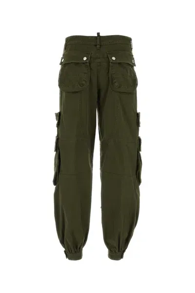 Dsquared2 Army Green Stretch Cotton Cargo Pant In Militarygreen