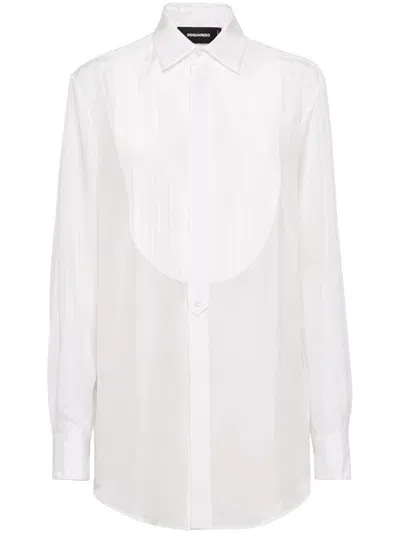 Dsquared2 Bib Collar Cotton Shirt In White