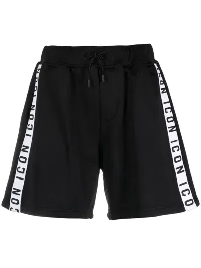 Dsquared2 Icon-stripe Drawstring Shorts In Black