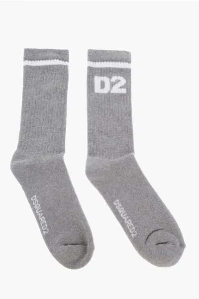 Dsquared2 Solid Color Socks With Contrasting Logo In Black