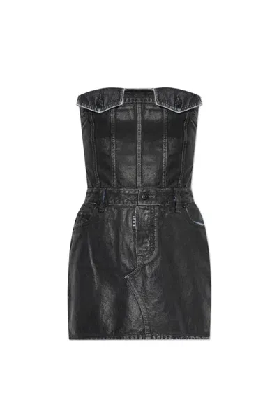 Dsquared2 Strapless Denim Dress In Black