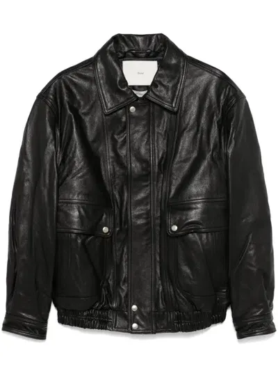 Dunst Relaxed Fit Leather Jacket In Black