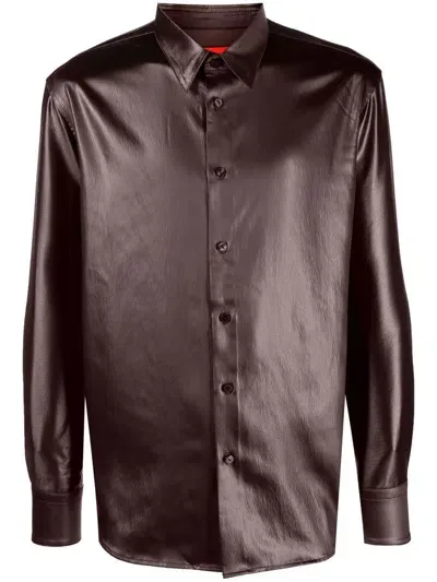 Eckhaus Latta Metallic Long-sleeve Shirt In Braun